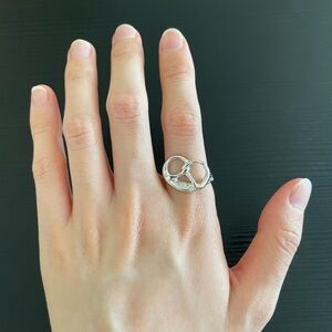 Pretzel silver Ring (open ring, adjustable to all fingers)
